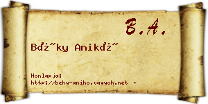 Béky Anikó névjegykártya